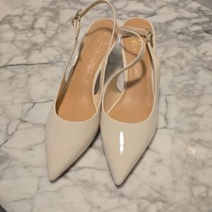 Franco Sarto Cream Patent Slingback Heels